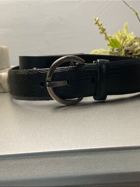 Carlisle Black Textured Leather Belt with Silver Buckle